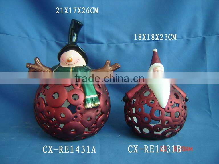 Ceramic Christmas Gift led ceramic candle light light ceramic structured packing