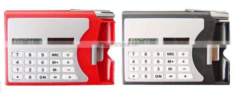 Plastic card holder calculator with pen