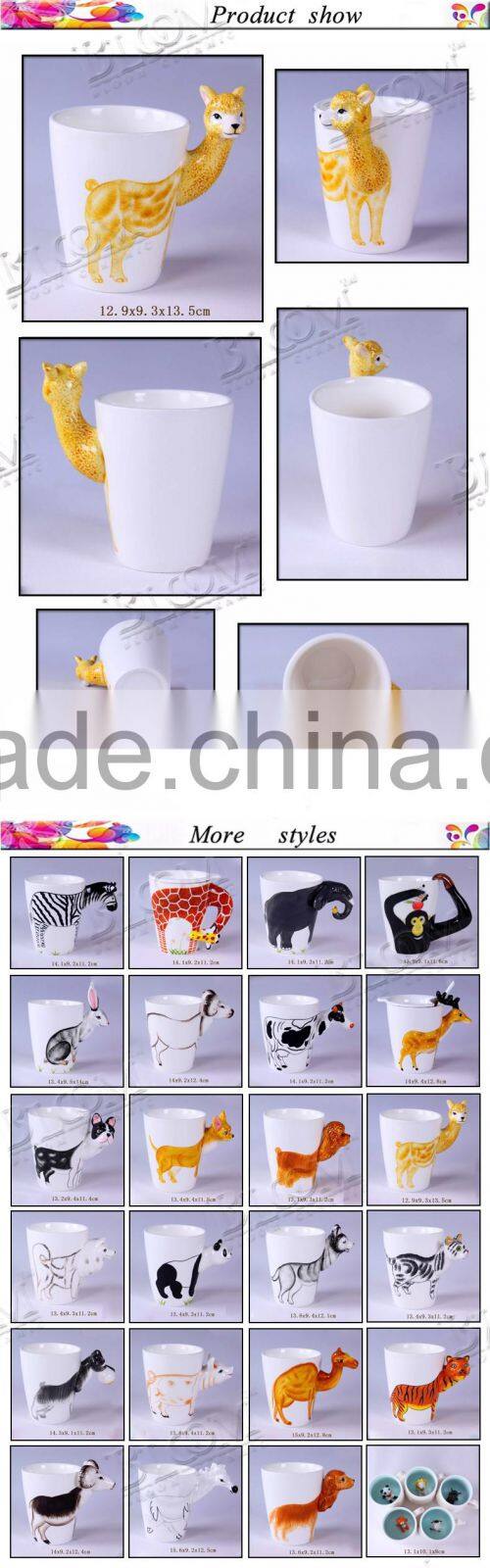 Creative gift animal design 3d ceramic coffee cup