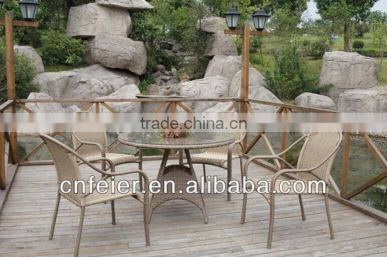 FEIER A6064CH Round Rattan Chair Wicker Metal Frame Chair