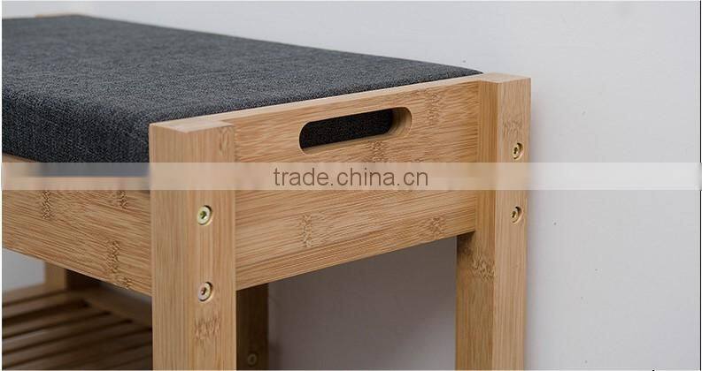 new design bamboo shoe rack shoe bench seat cushion wooden shoe display rack drawer