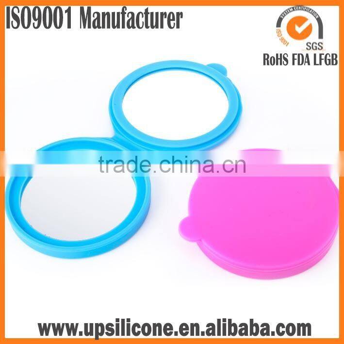 Folding travel mirror,silicone purse size travel cosmetic makeup pocket mirror