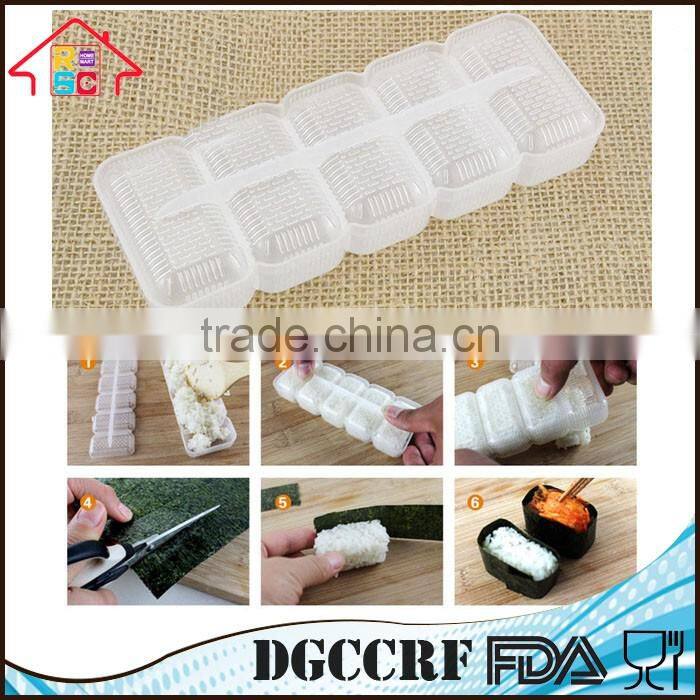 NBRSC Nigiri Sushi Mold Rice Ball 5 Rolls Maker Non Stick Press Bento Tool