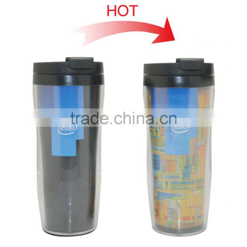 2017 new magic stainless steel travel mug with plastic outer