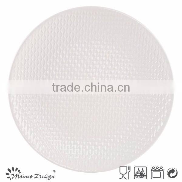 Ceramic stoneware crockery emboss new design dish plates