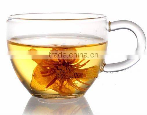 High quality clear glass tea infuser cup with handle with lid