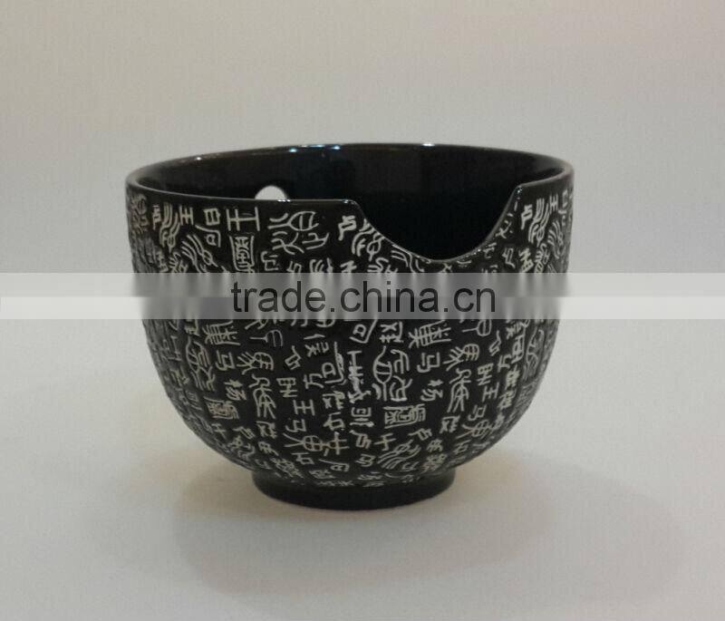5.2inch Ceramic Japanese black your logo soup noodle bowl