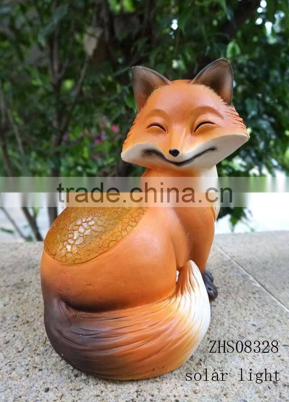 Polyresin fox with LED Light Figurine for Garden Decoration