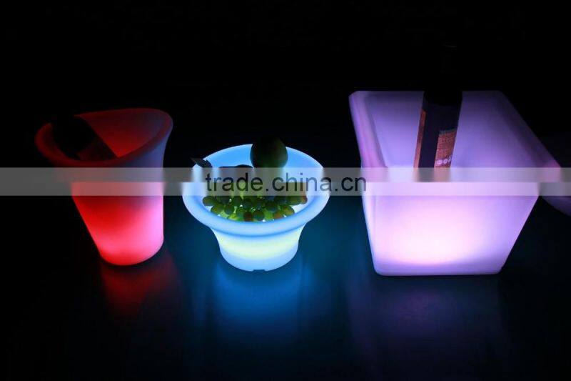led illuminating plastic ice bucket, led furniture light flower pot