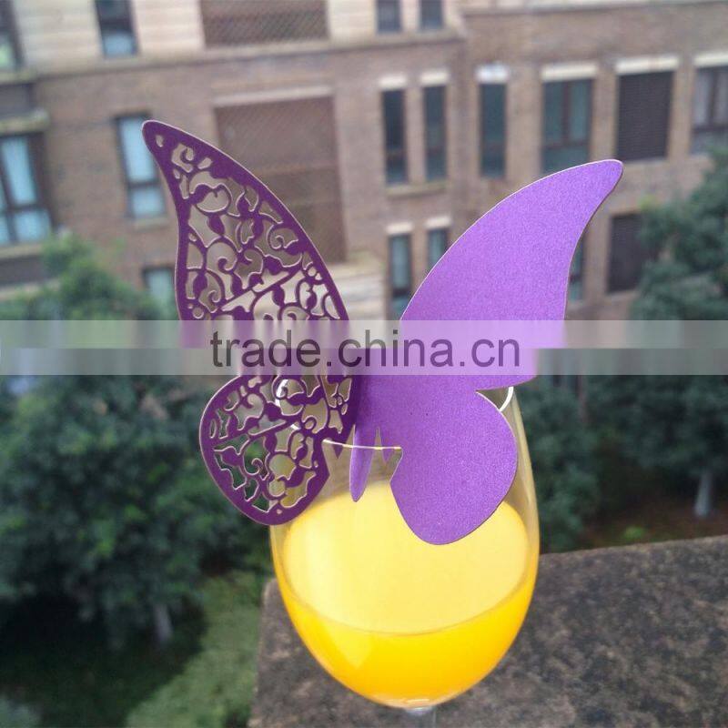 party favors supplier wine glass card laser cut wedding invitation card