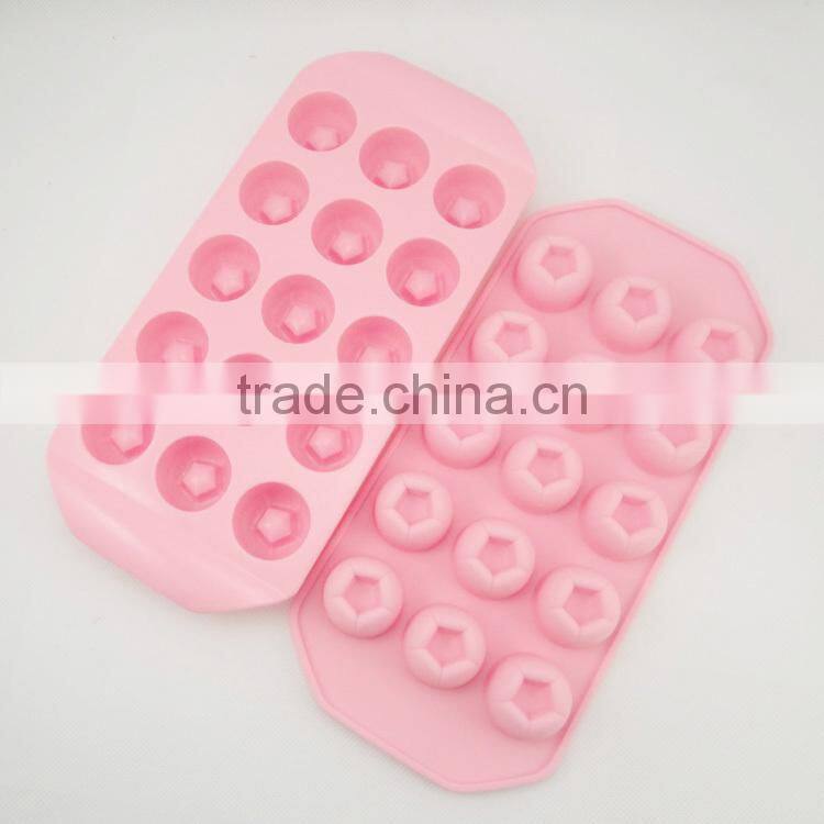 Fancy 15 cup five star shaped chocolate shape silicone ice cube maker