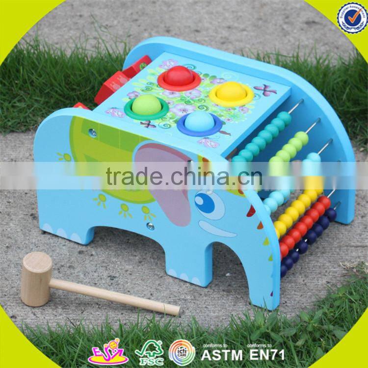 Wholesale educational wooden pounding toy multi function wooden pounding toy with abaucs and blocks W12D029