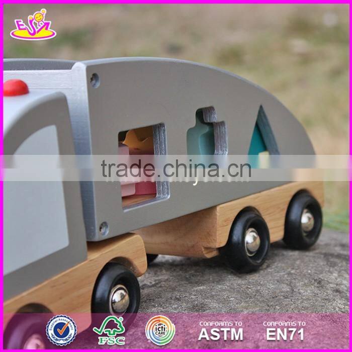 2017 new design educational toy blocks car kids wooden pull along toys W05C081