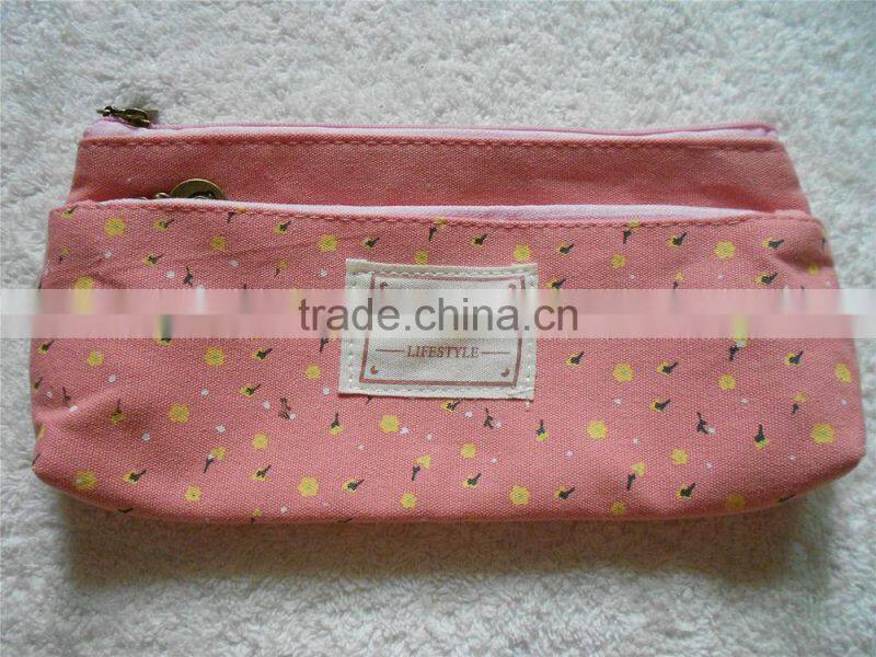 New Student's Canvas Pen Bag Pencil Case Cosmetic Bags Travel Makeup Bags