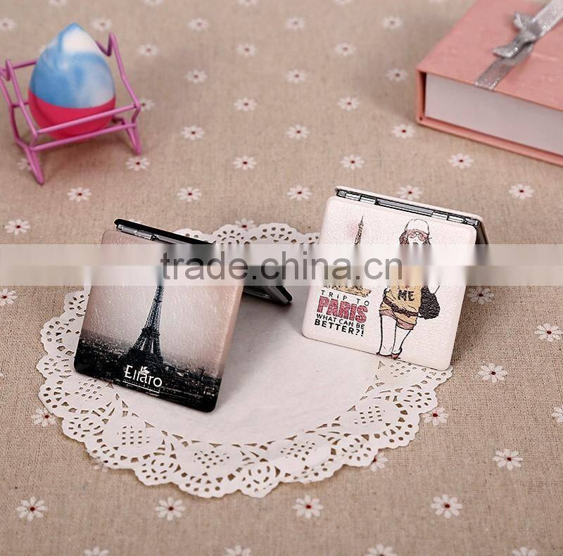 CJA14-OEM Makeup Pocket Plastic hand Square foldable mirror
