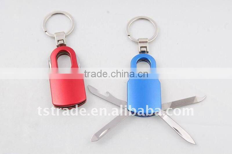 2014 Mini Cute design LED metal utility keychain gift knife K454A