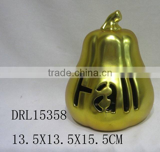 golden pumpkin ceramic lantern hollow letters festival holloween decorations