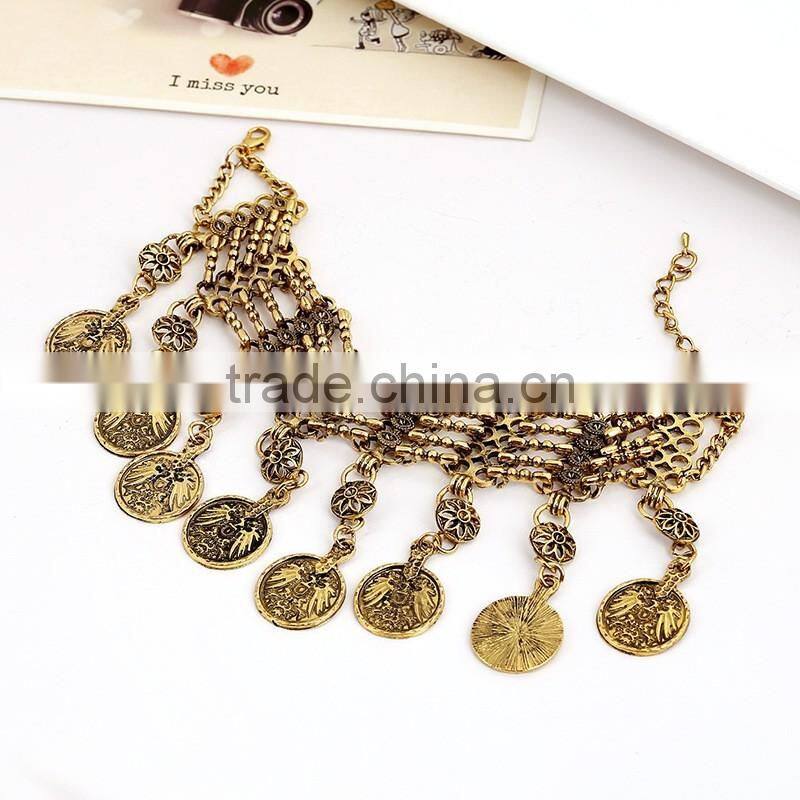 Origianl hand made Miao bracelet with coins dangles