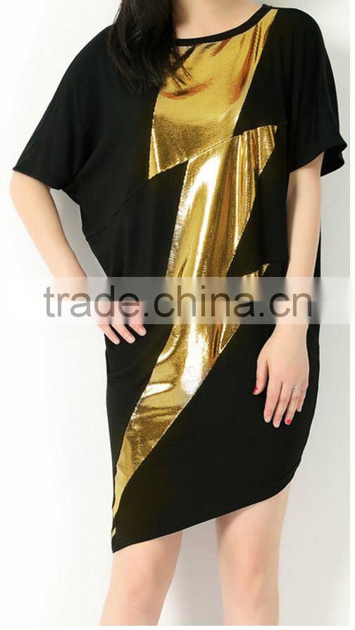 Loose top fit bottom fashion golden elegant sequins party dresses