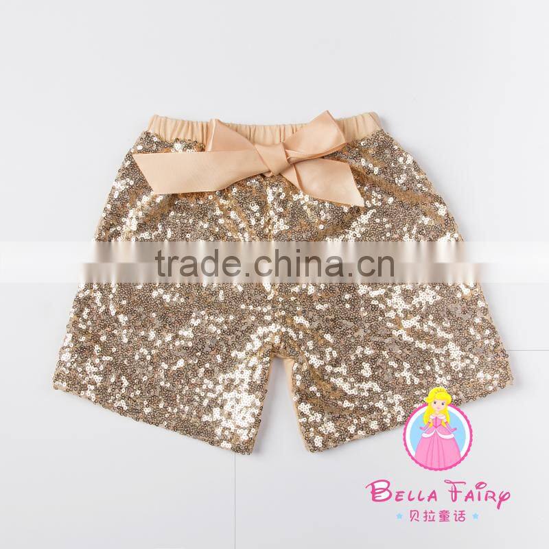 2016 New Colors Boutique Wholesale Little Baby Girls Shiny Sequin Tight Short Bow Girls Leggings Pants