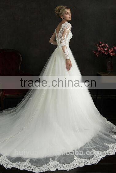 fashion long sleeve lace ball gown muslim wedding dress