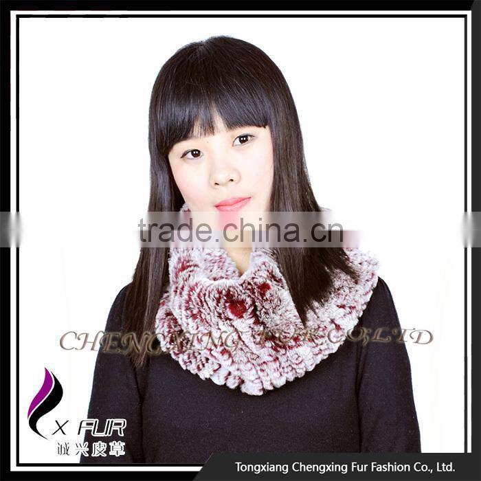 CX-B-76F 2016 Fashion Scarf Rex Rabbit Fur Snood Knitted Poncho And Shawl