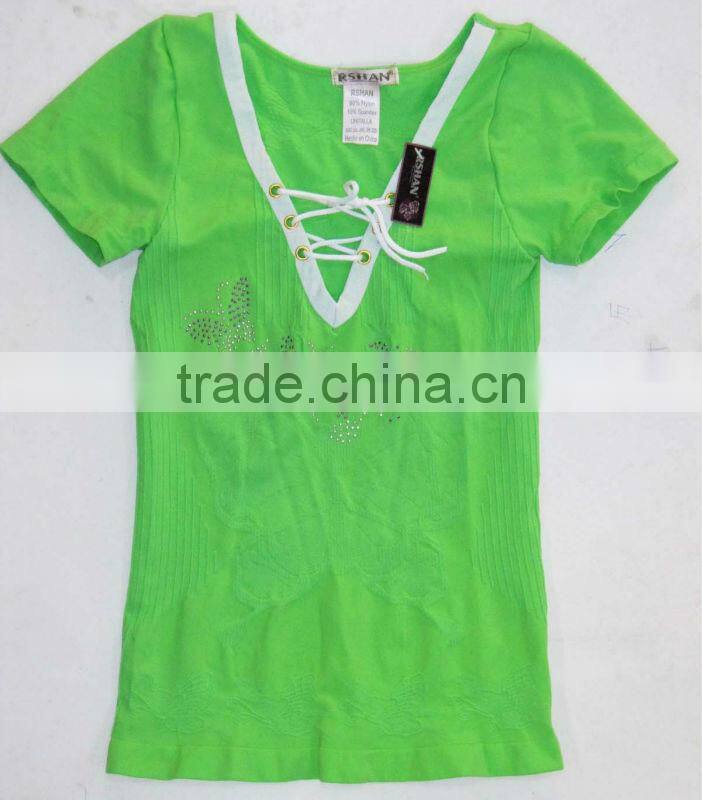 Women Casual V-Neck T-shirt Smooth Seamless Comforts Top Shirt