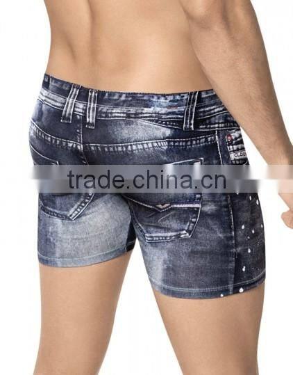 New Arrival Vivid Jeans Print Mens Underwear Boxer Vivid Slim Sexy Fashion Spandex Undergarments