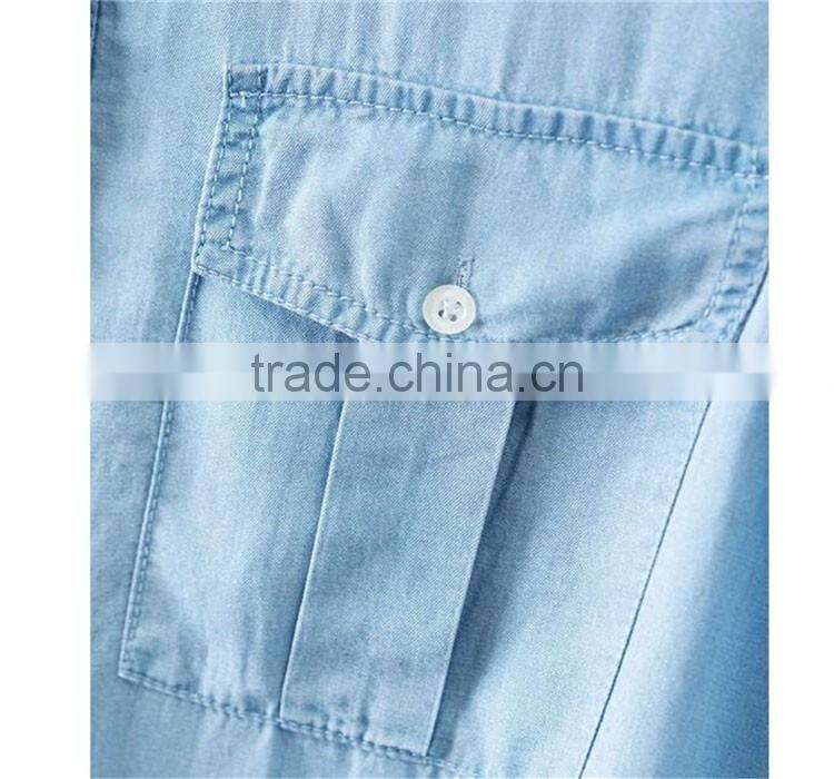Hot selling beautiful ladies new design top quality denim women plain shirts
