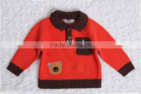 Trim contrast color knitwear modern poloshirt collar sweater pullover