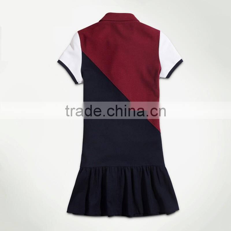 2016 high quality 100% cotton school uniform design sport polo dress for high school students