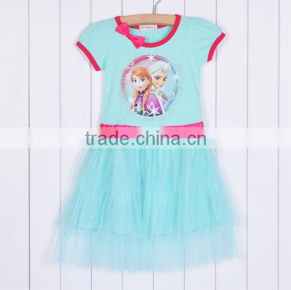 2014 Kids Baby's New Pink Blue Girls Kids One Piece Dress Tutu Dress Costume 5 Sizes SV005260#