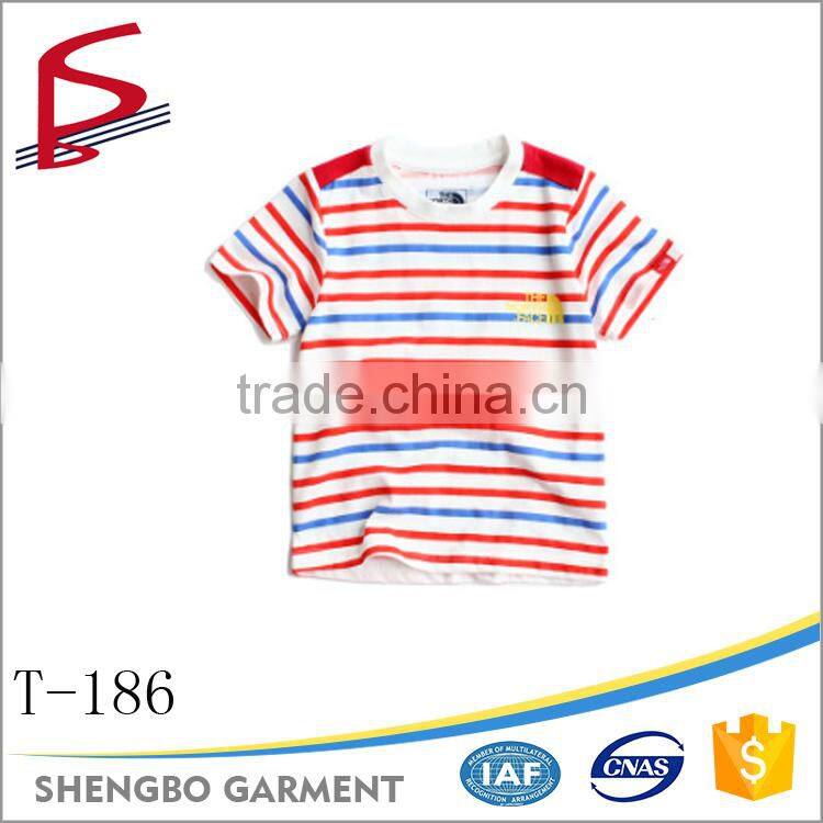 Custom high quality Red and White striped 100% cotton t shirt