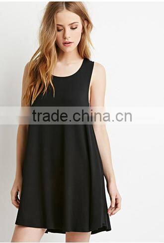 Pure color contracted large pendulum sleeveless dresses