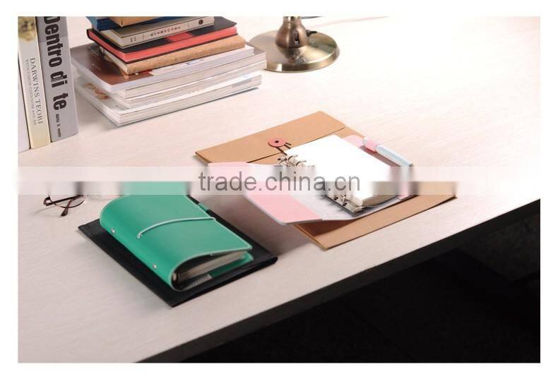 2017 fashion planner A6/A7 PU leather cover agenda planner loose leaf orgranizers with 6 holes metal clip/elastic string