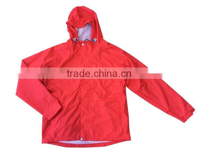 Waterproof raincoat men varsity handbag raincoat polyester rain jacket with pouch bag