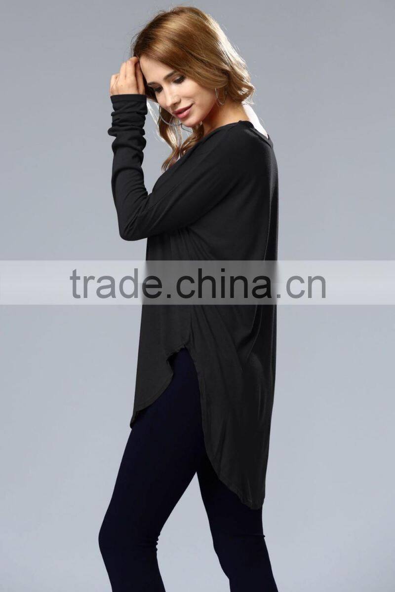 Factory direct soft long sleeve large size old fashion blouse for wholesale 2017