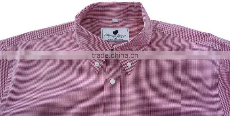 garment 100% cotton new fashion gingham men dress shirt with embroidery men shirt