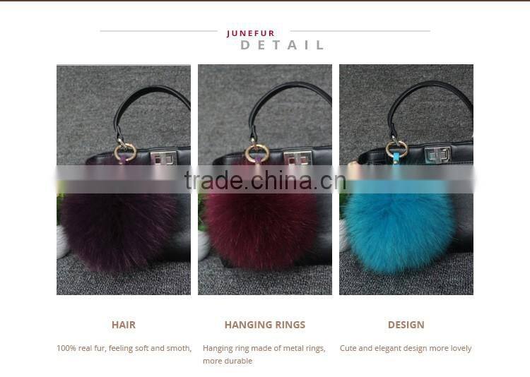 Colorful beautiful keyring fur pompon ball accessories keychain
