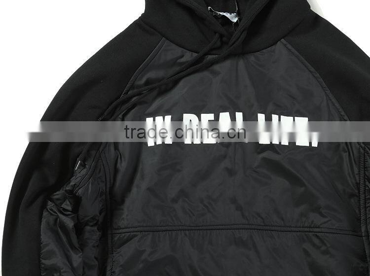 Cut And Sew Hoodie Two tone Print Long sleeve hoodie