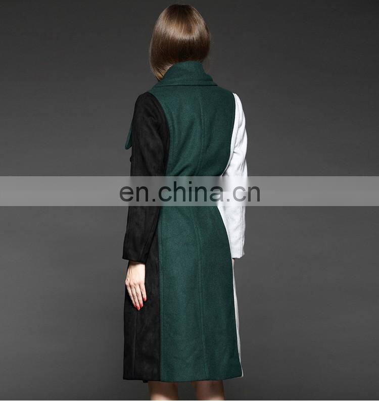 Woolen clothes designs for ladies long mix color wool trench coat