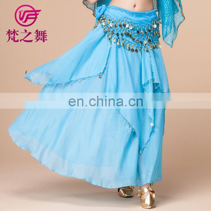 Arabic chiffon gold coins belly dance dancing skirt for women Q-6006#