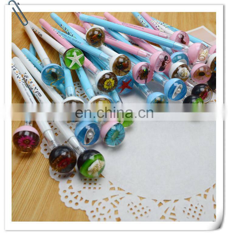 office and school novelty fancy creature ballpoint pen for children and kids with spiral shell,flower,starfish,scorpin