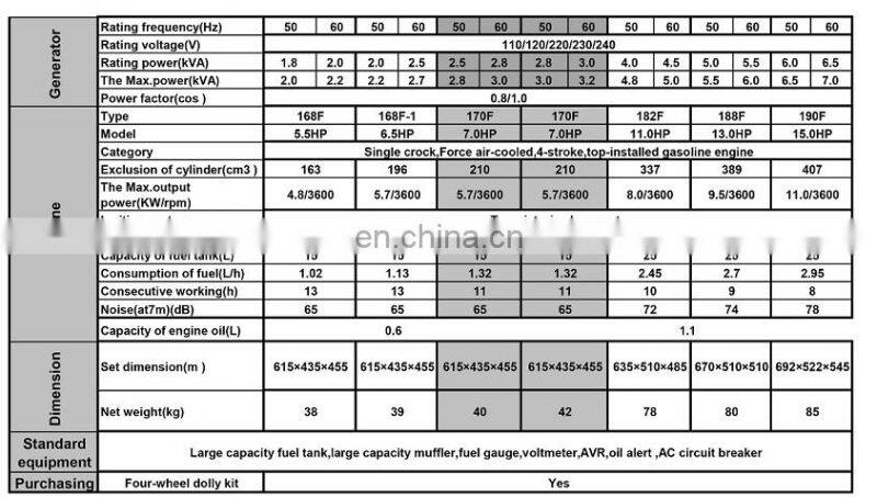 3kva 3kw Portable Gasoline Generator