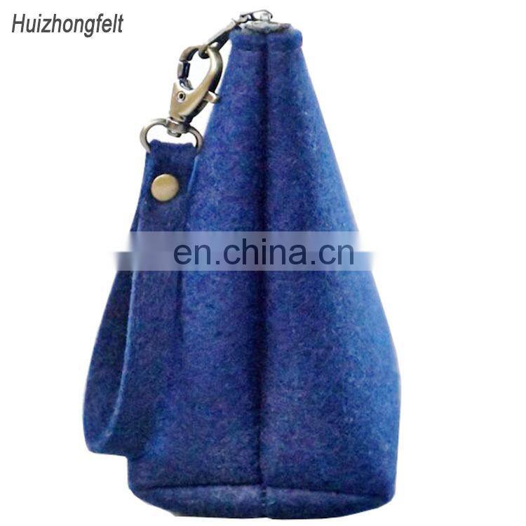 Felt Makeup Bag Zipper Pouch Blue Cosmetics Bag Christmas Gift for Mom