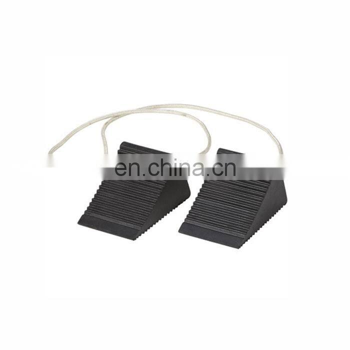 Wheel Chock Blocks with Foot Rope (2-Pack) - Small - Heavy Duty Black Rubber 125*75*65cm
