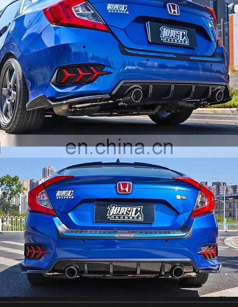 auto part ABS material rear diffuser bumper for Honda Civic 10 th 2016
