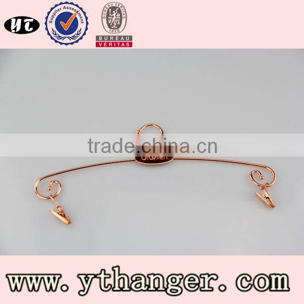 top quality fashion style metal wire shiny color lingerie hanger