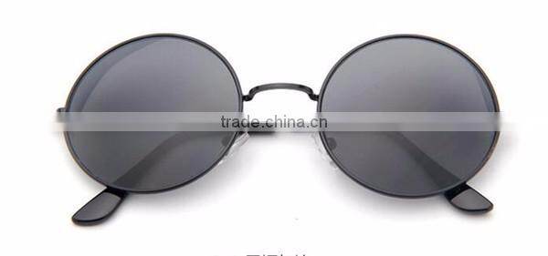 women ladies female fashionable custom black full metal frame small round sunglasses