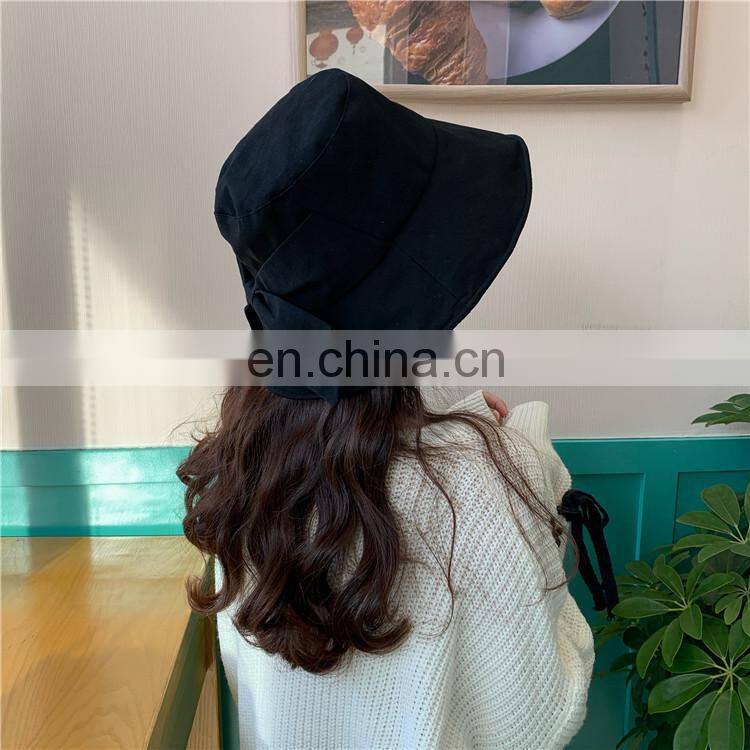 Customized fisherman hat spring and summer leisure sunshade soft foldable basin big bow sun hat